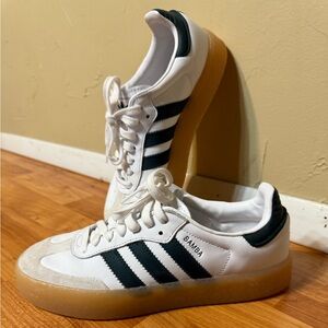 Adidas Samba White and Emerald Shoes